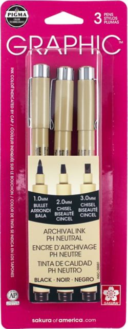 PIGMA GRAPHIC PENS BLACK 3-PACK