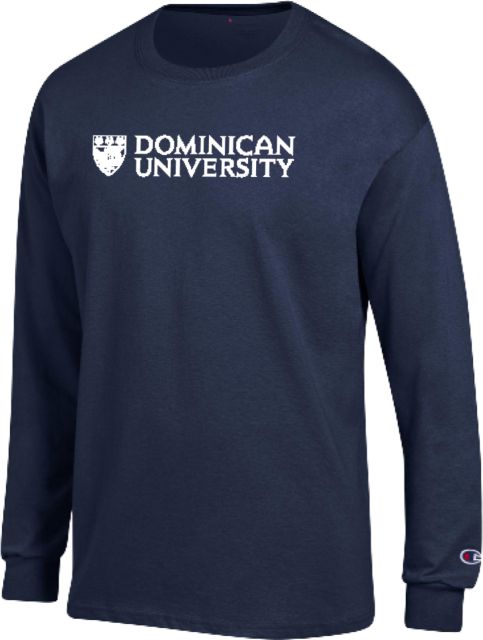 Dominican Champion Long Sleeve T Shirt Dominican University Stacked with Crest - ONLINE ONLY
