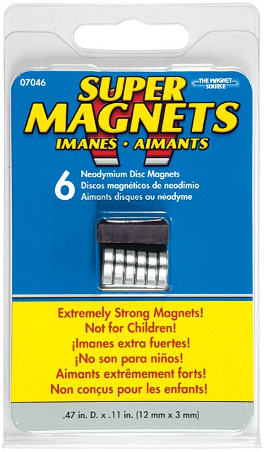 Magnet Super .47In Diameter X .118In Thick 6 Pack Carded