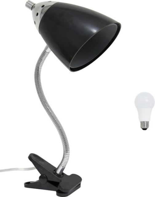 Simple Designs 17.5 Flossy Flexible Gooseneck Clip Light Desk Lamp with LED Bulb