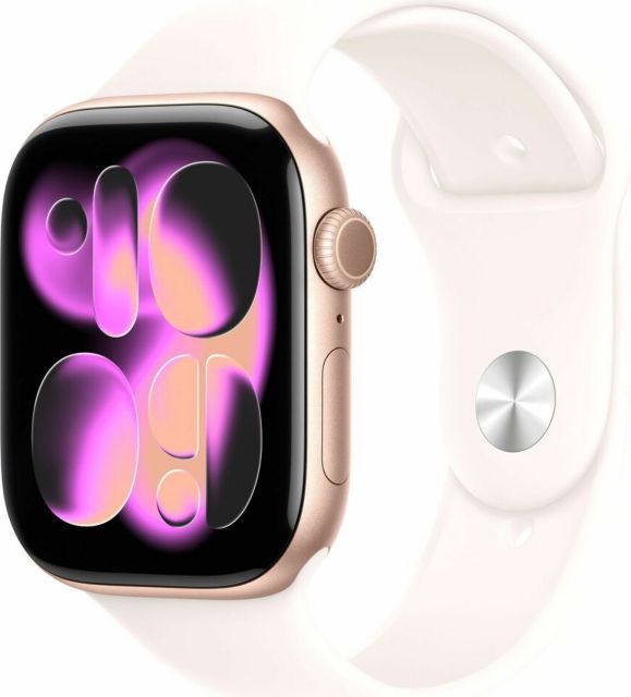 Apple Watch Series 11 GPS + Cellular 46mm Rose Gold Aluminum Case with Light Blush Sport Band - S/M